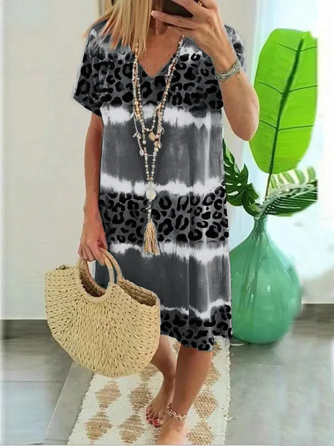 Women's Sexy Leopard Print Casual Midi Dress Cairns Closet