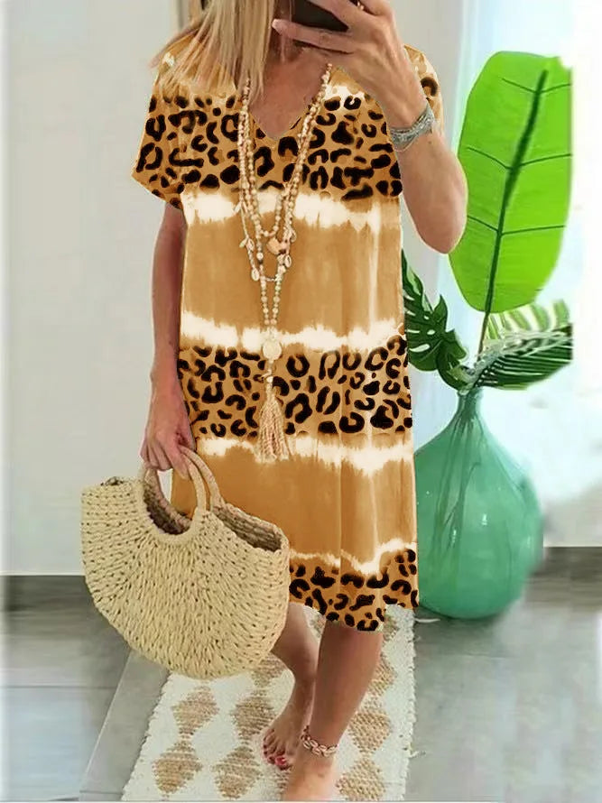 Women's Sexy Leopard Print Casual Midi Dress Cairns Closet