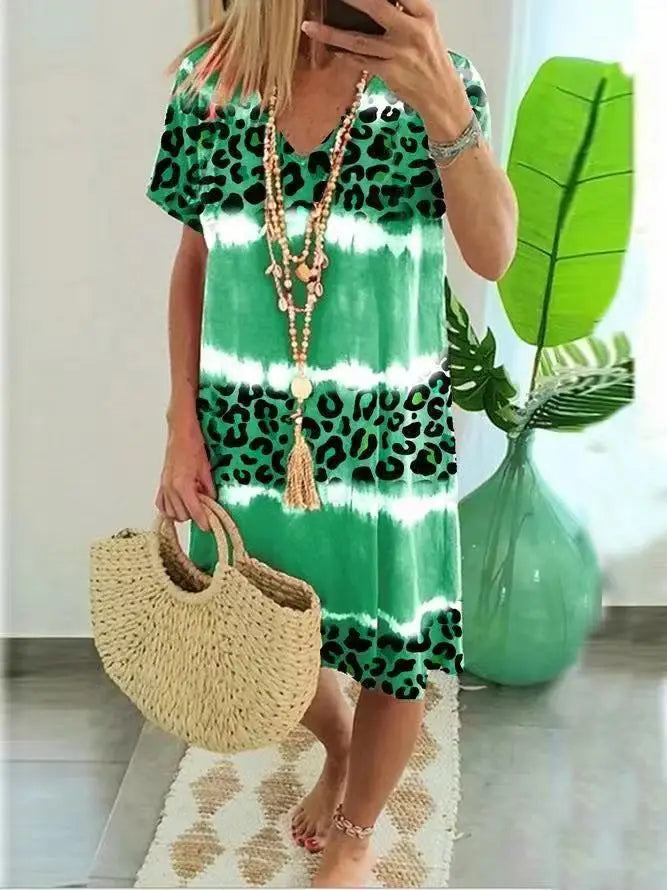 Women's Sexy Leopard Print Casual Midi Dress Cairns Closet