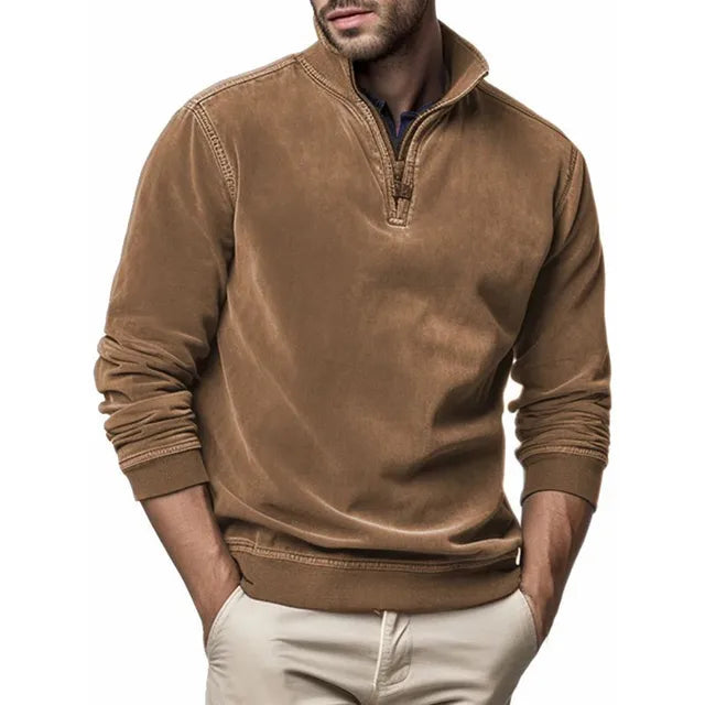 Men's Sweatshirt Quarter Zip Cargo Pullover, Stand Collar Sweater Cairns Closet