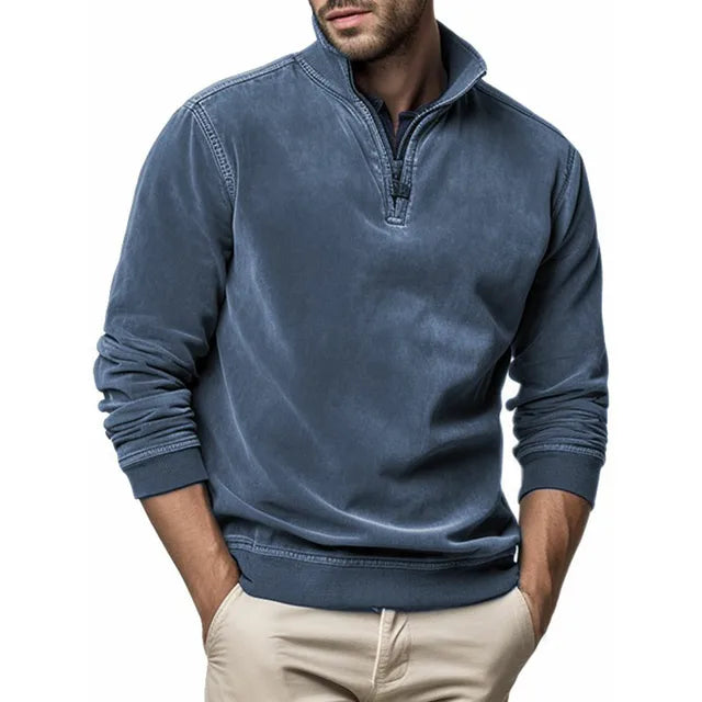 Men's Sweatshirt Quarter Zip Cargo Pullover, Stand Collar Sweater Cairns Closet