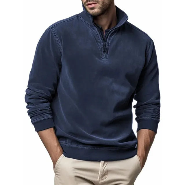 Men's Sweatshirt Quarter Zip Cargo Pullover, Stand Collar Sweater Cairns Closet