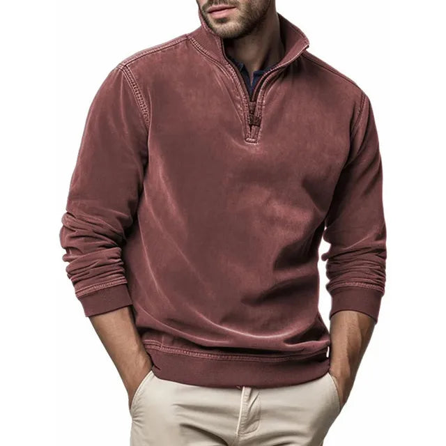 Men's Sweatshirt Quarter Zip Cargo Pullover, Stand Collar Sweater Cairns Closet