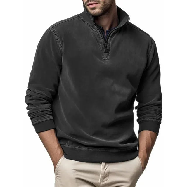 Men's Sweatshirt Quarter Zip Cargo Pullover, Stand Collar Sweater Cairns Closet