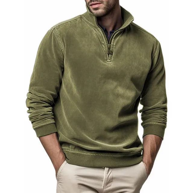 Men's Sweatshirt Quarter Zip Cargo Pullover, Stand Collar Sweater Cairns Closet