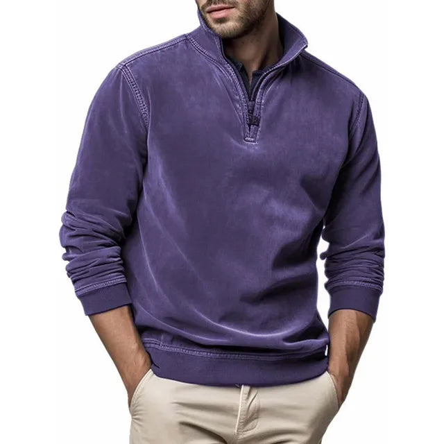 Men's Sweatshirt Quarter Zip Cargo Pullover, Stand Collar Sweater Cairns Closet