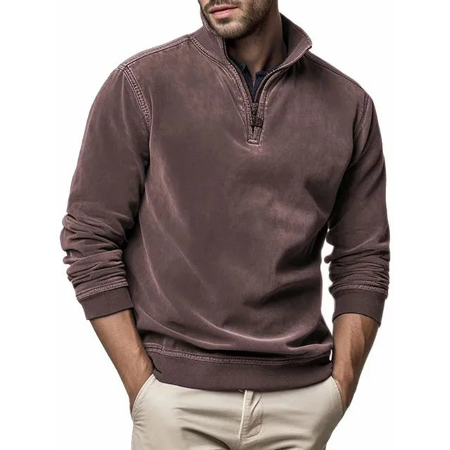 Men's Sweatshirt Quarter Zip Cargo Pullover, Stand Collar Sweater Cairns Closet