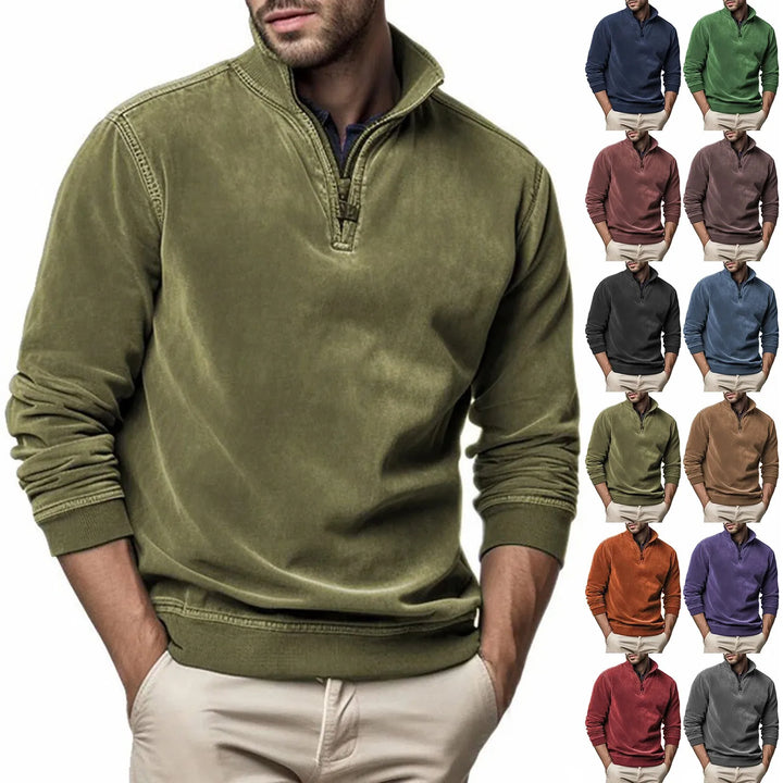 Men's Sweatshirt Quarter Zip Cargo Pullover, Stand Collar Sweater Cairns Closet