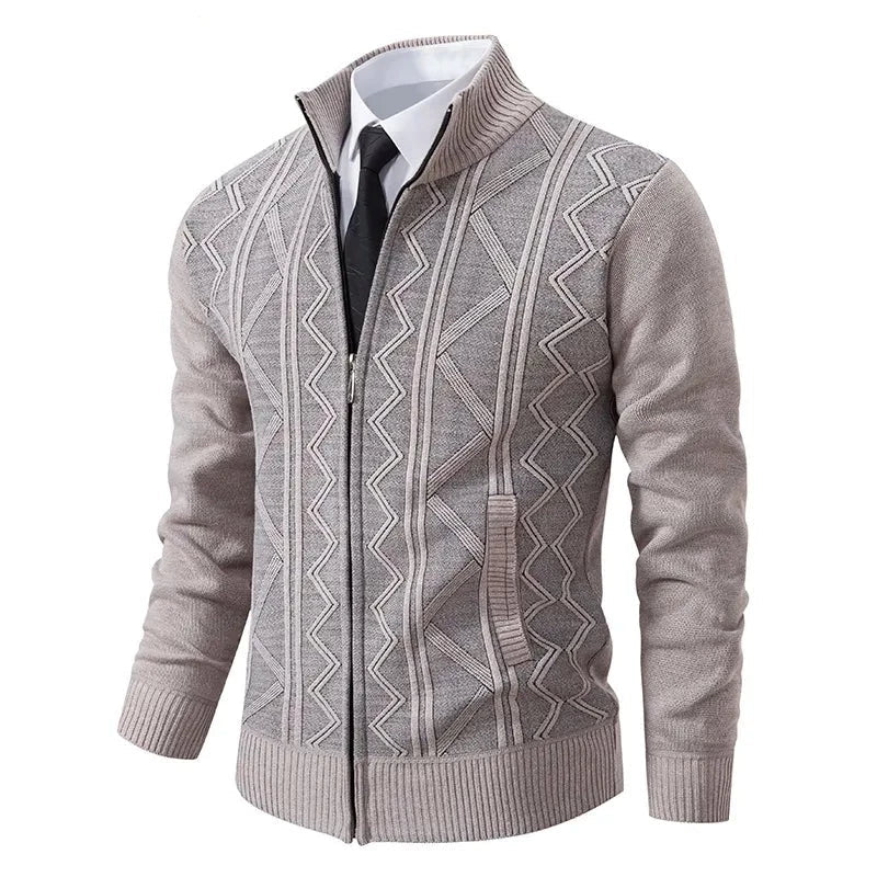 Men's Stylish Winter Cardigan, Zippered Design