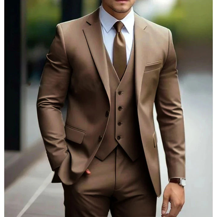 Dark Green 3-Piece Men's Suit, Single-Breasted
