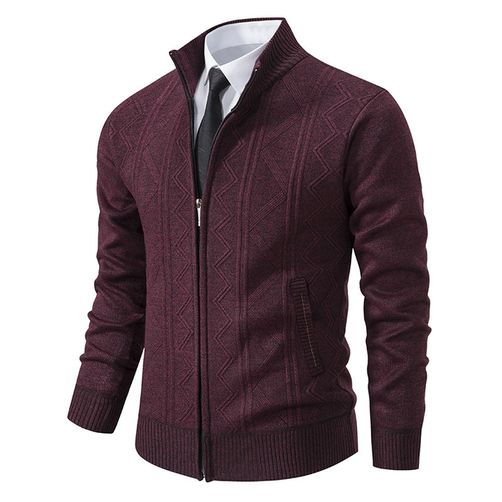 Men's Stylish Winter Cardigan, Zippered Design