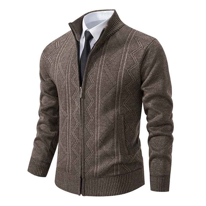 Men's Stylish Winter Cardigan, Zippered Design