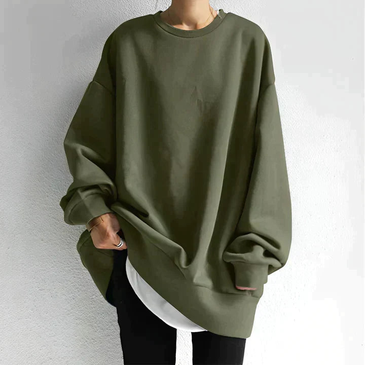 Oversized Women's Round Neck Sweatshirt | Long Sleeve