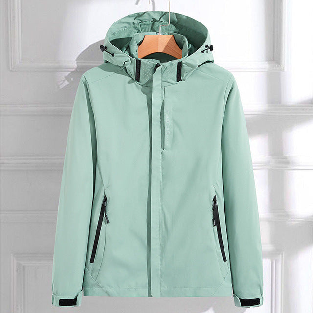 Ladies Stylish Rain Jacket, Hooded
