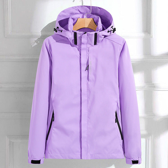 Ladies Stylish Rain Jacket, Hooded