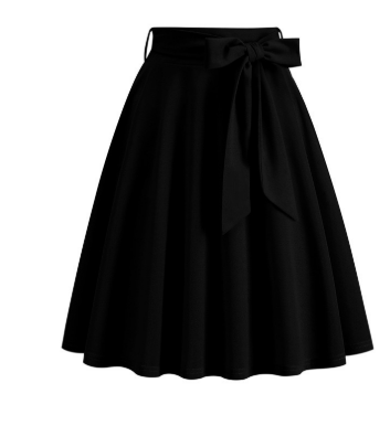 Women's Chic High-Waisted A-Line Midi Skirt, Stylish Side Bow