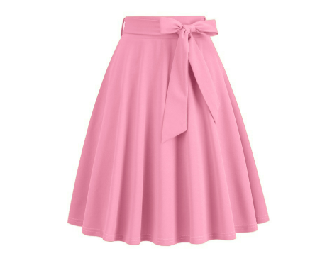 Women's Chic High-Waisted A-Line Midi Skirt, Stylish Side Bow