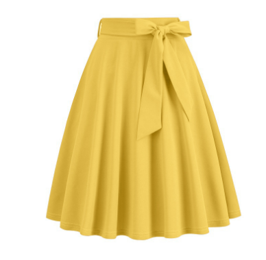 Women's Chic High-Waisted A-Line Midi Skirt, Stylish Side Bow