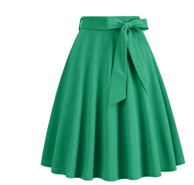 Women's Chic High-Waisted A-Line Midi Skirt, Stylish Side Bow