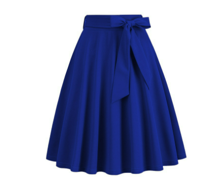 Women's Chic High-Waisted A-Line Midi Skirt, Stylish Side Bow