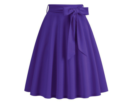 Women's Chic High-Waisted A-Line Midi Skirt, Stylish Side Bow