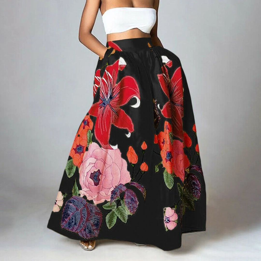 Women's Chic Floral Maxi Skirt | High-Waisted