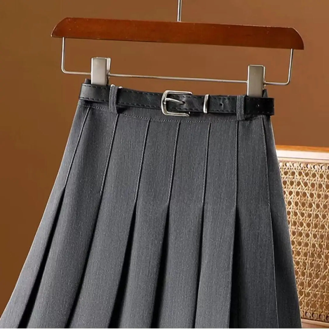 Women’s Pleated Midi Skirt | With Belt