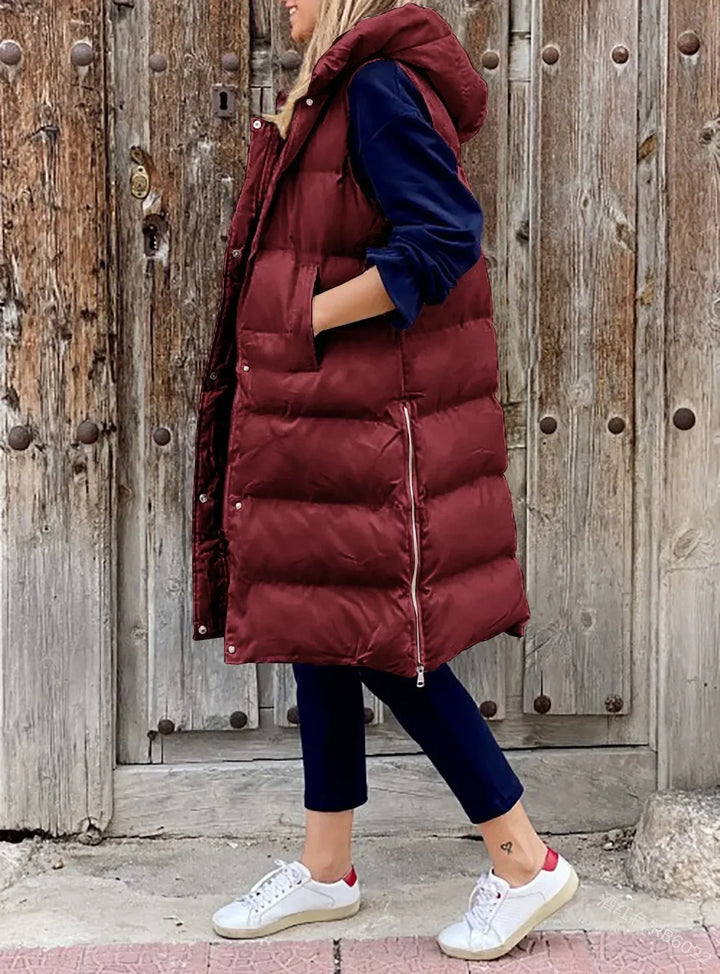 Women Coat Solid Color Hooded  Jacket Vest Cairns Closet