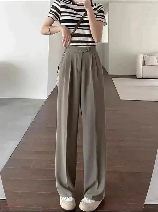 High-Waist Wide Leg Pants - Korean Style - Solid Color Cairns Closet