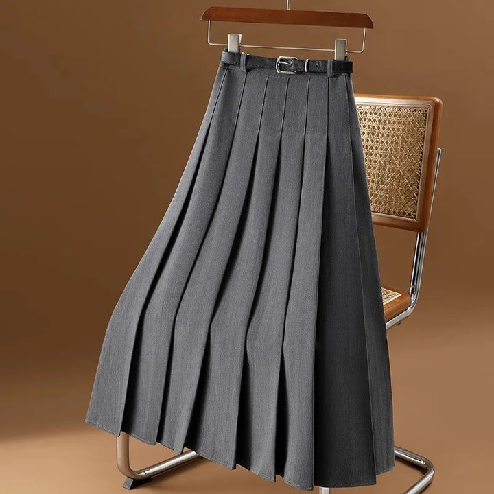 Women’s Pleated Midi Skirt | With Belt