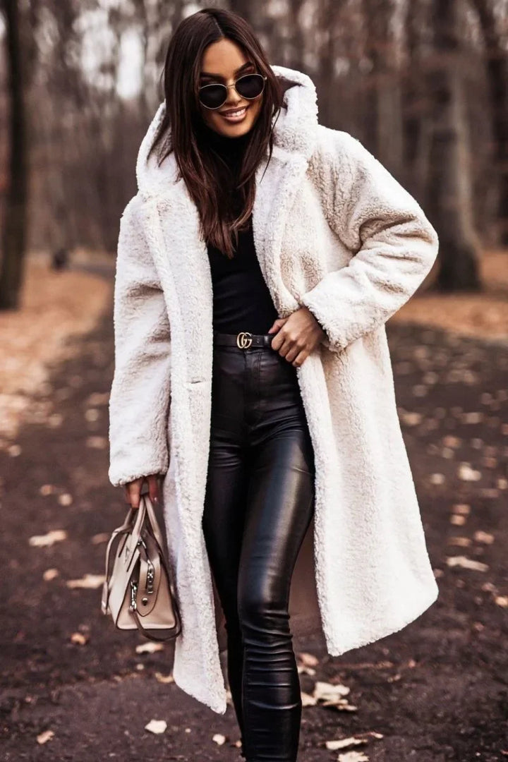 Manteau long chaud à capuche pour femme | Doux