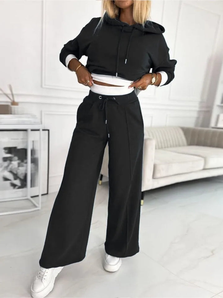 Women’s Classic Hoodie and Wide-Leg Pants Set | Stylish
