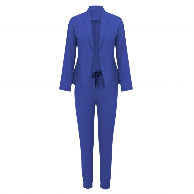 Women's Solid Color Jacket & Straight-Leg Pants Suit Set Cairns Closet