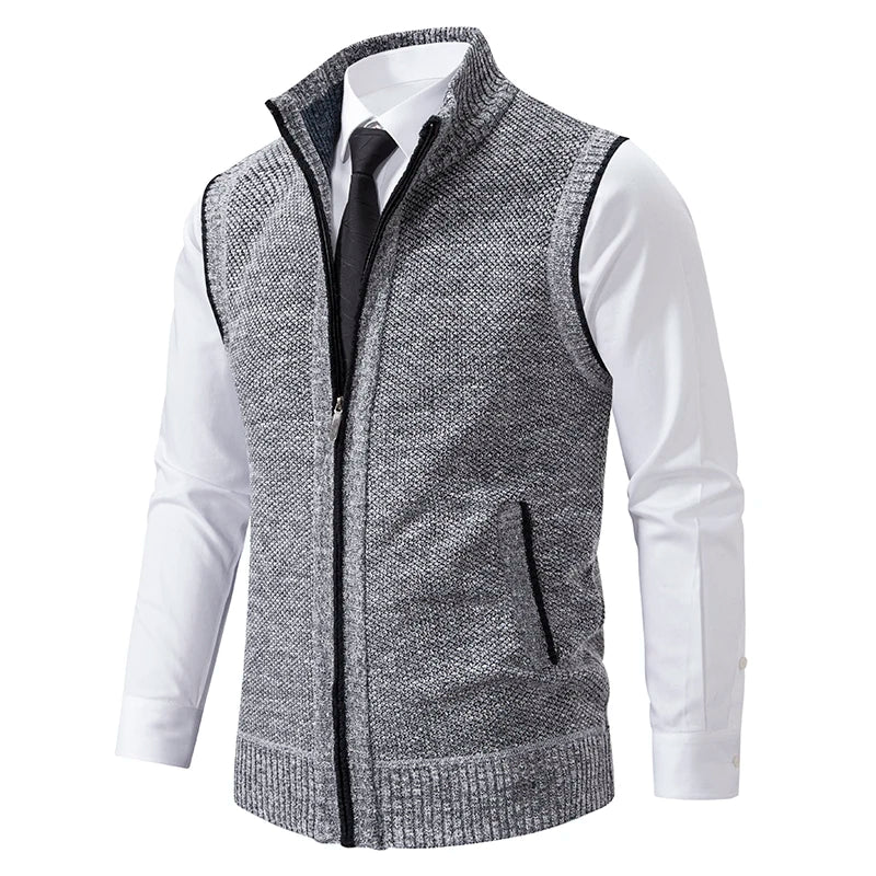 Men's Heart Knit Zipper Vest with Velvet Collar Cairns Closet