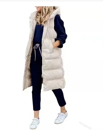 Women Coat Solid Color Hooded  Jacket Vest Cairns Closet