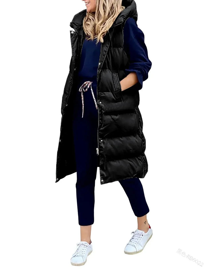 Women Coat Solid Color Hooded  Jacket Vest Cairns Closet