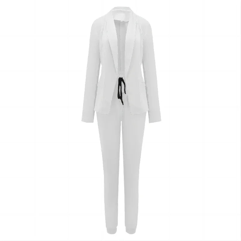 Women's Solid Color Jacket & Straight-Leg Pants Suit Set Cairns Closet