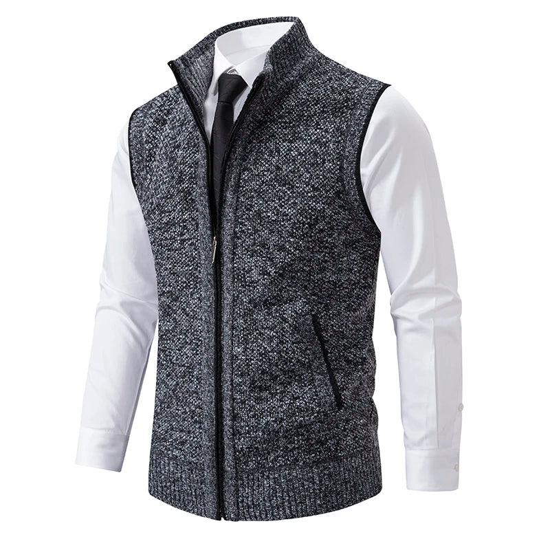 Men's Heart Knit Zipper Vest with Velvet Collar Cairns Closet