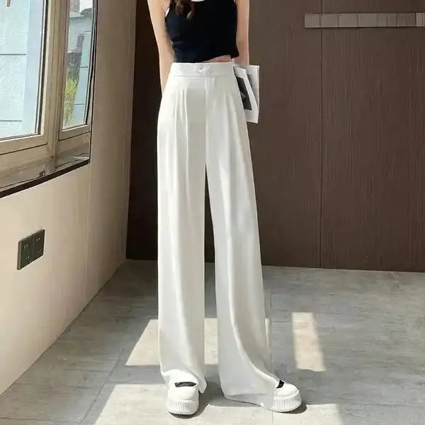 High-Waist Wide Leg Pants - Korean Style - Solid Color Cairns Closet