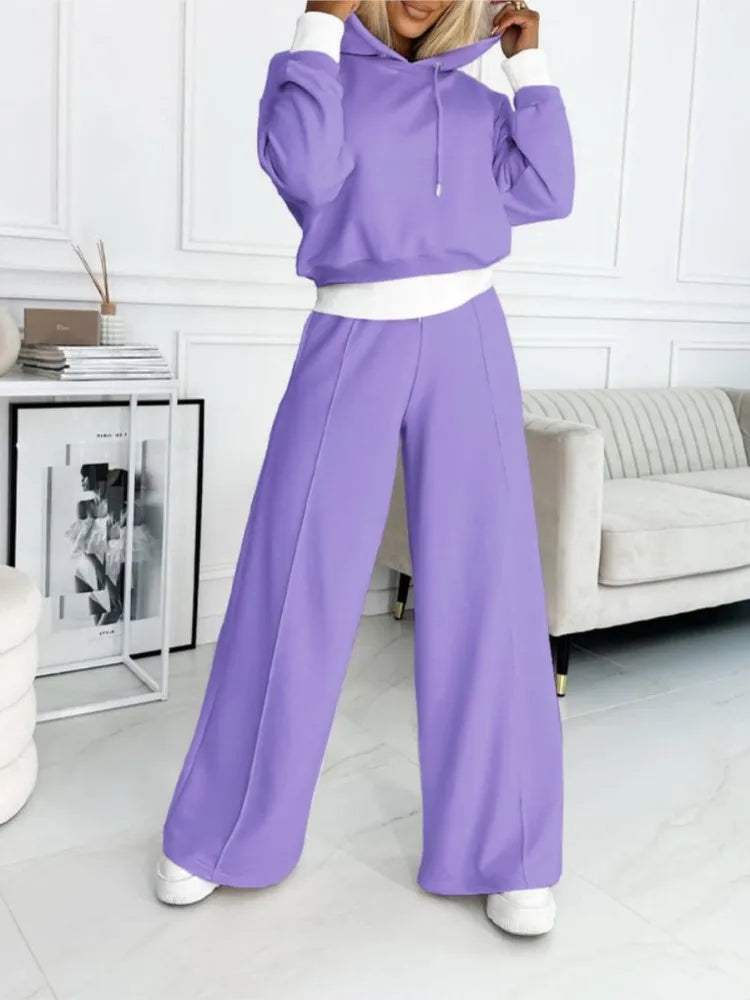 Women’s Classic Hoodie and Wide-Leg Pants Set | Stylish