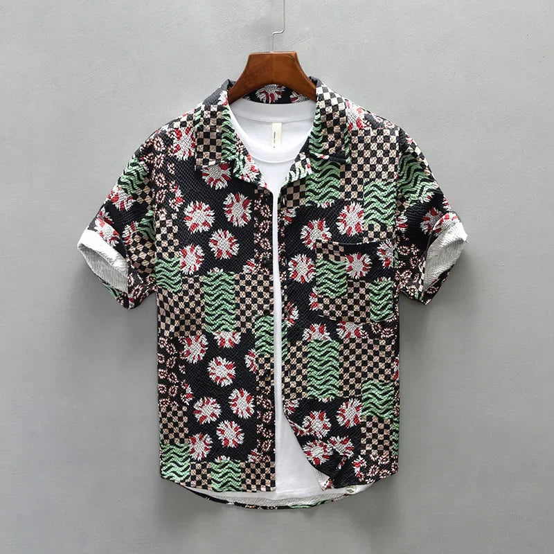 Camisa de manga corta con mosaico floral CC105