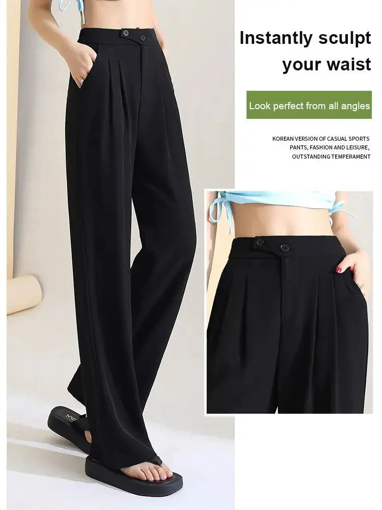 High-Waist Wide Leg Pants - Korean Style - Solid Color Cairns Closet