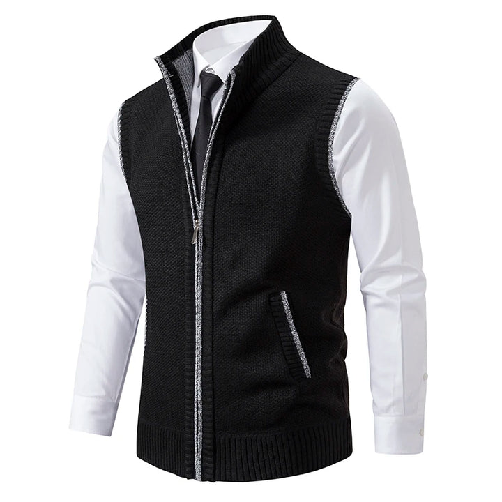 Men's Heart Knit Zipper Vest with Velvet Collar Cairns Closet