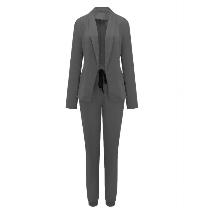 Women's Solid Color Jacket & Straight-Leg Pants Suit Set Cairns Closet