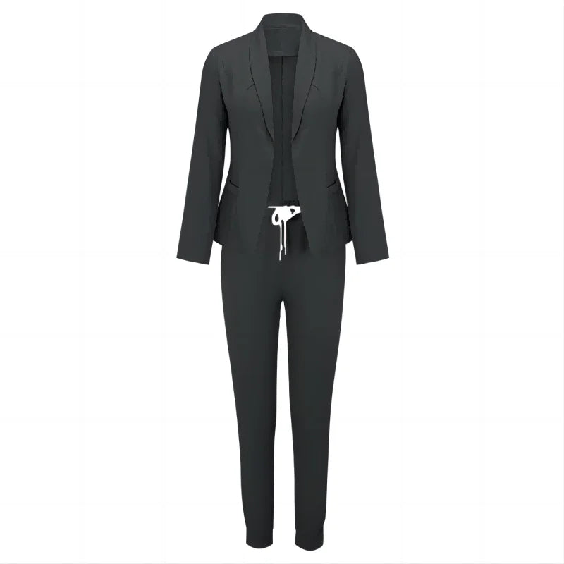 Women's Solid Color Jacket & Straight-Leg Pants Suit Set Cairns Closet