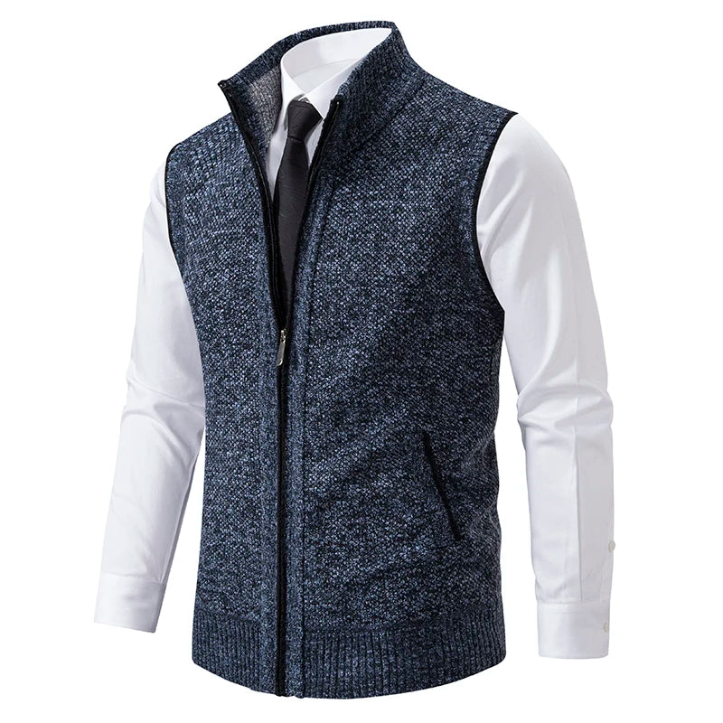 Men's Heart Knit Zipper Vest with Velvet Collar Cairns Closet