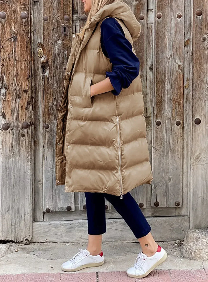 Women Coat Solid Color Hooded  Jacket Vest Cairns Closet