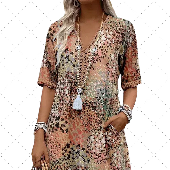 Women’s soft v-neck dress mid length