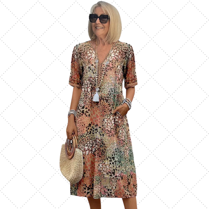 Women’s soft v-neck dress mid length