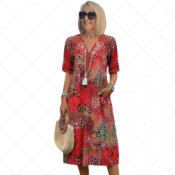 Women’s soft v-neck dress mid length